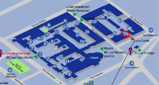 Salle du séminaire, 2 rue Conté, accès 30, étage -1, salle 24
