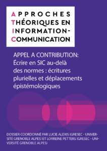 Appel à contribution revue ATIC, couverture Ecrire en SIC au-dela des normes